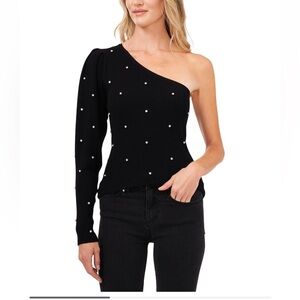 CeCe Black Sweater with Gold Accents